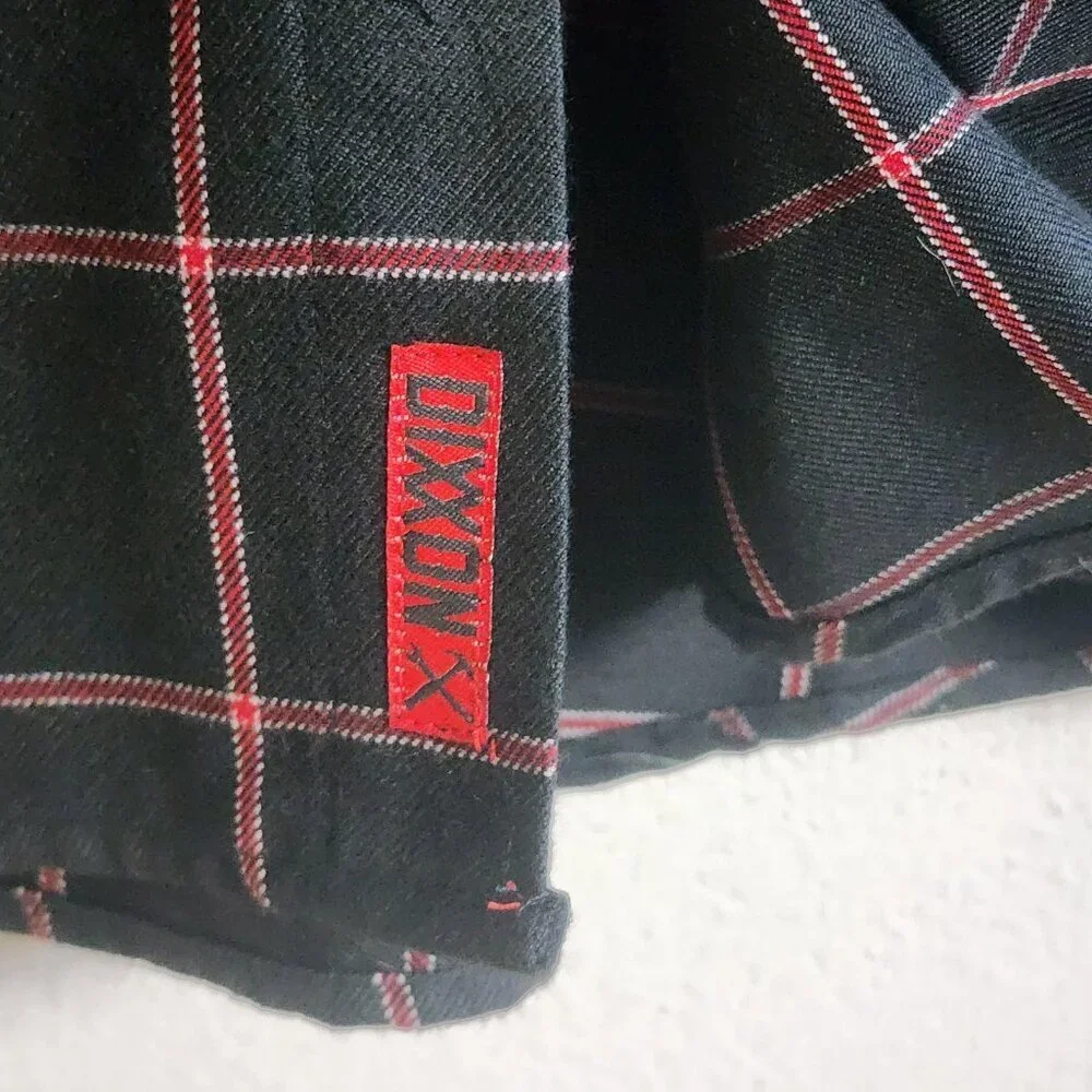 Dixxon Flannel Shirt Mens Extra Large Black Red The Gridlock Snap Front Plaid